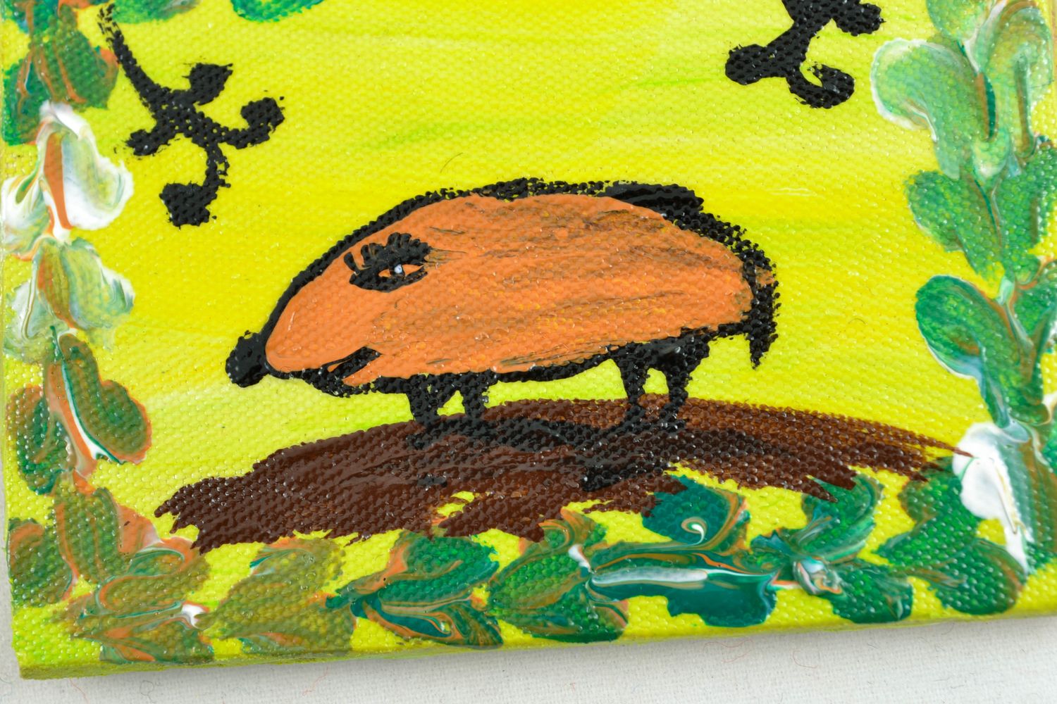 Painted fridge magnet Pig in Forest photo 5