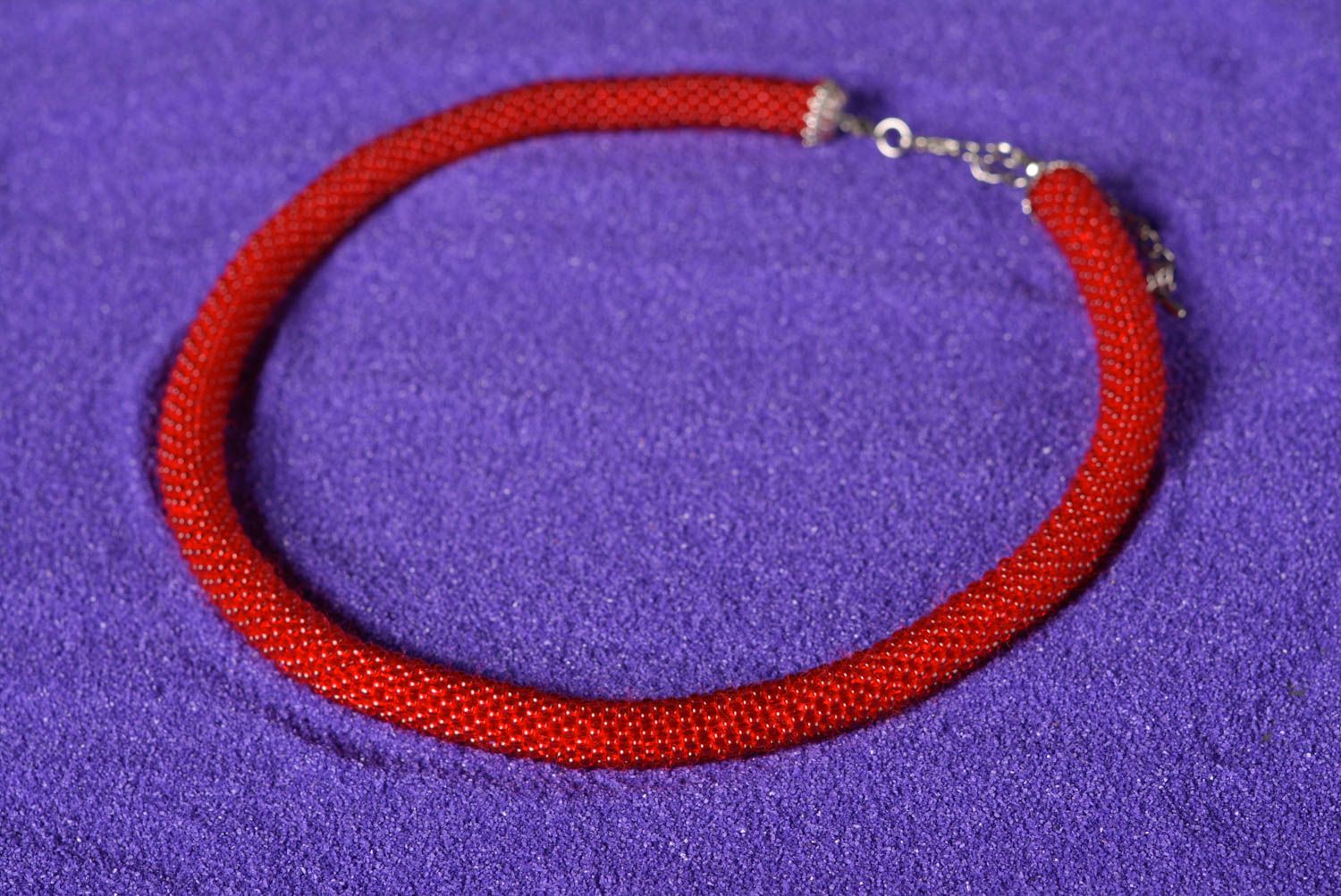 Bead cord necklace handmade accessories unusual red beaded necklace women gift photo 1