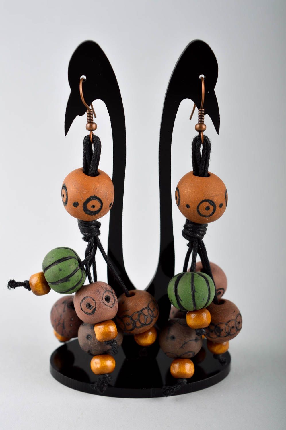 Unusual handmade plastic earrings beaded earrings polymer clay ideas gift ideas photo 2