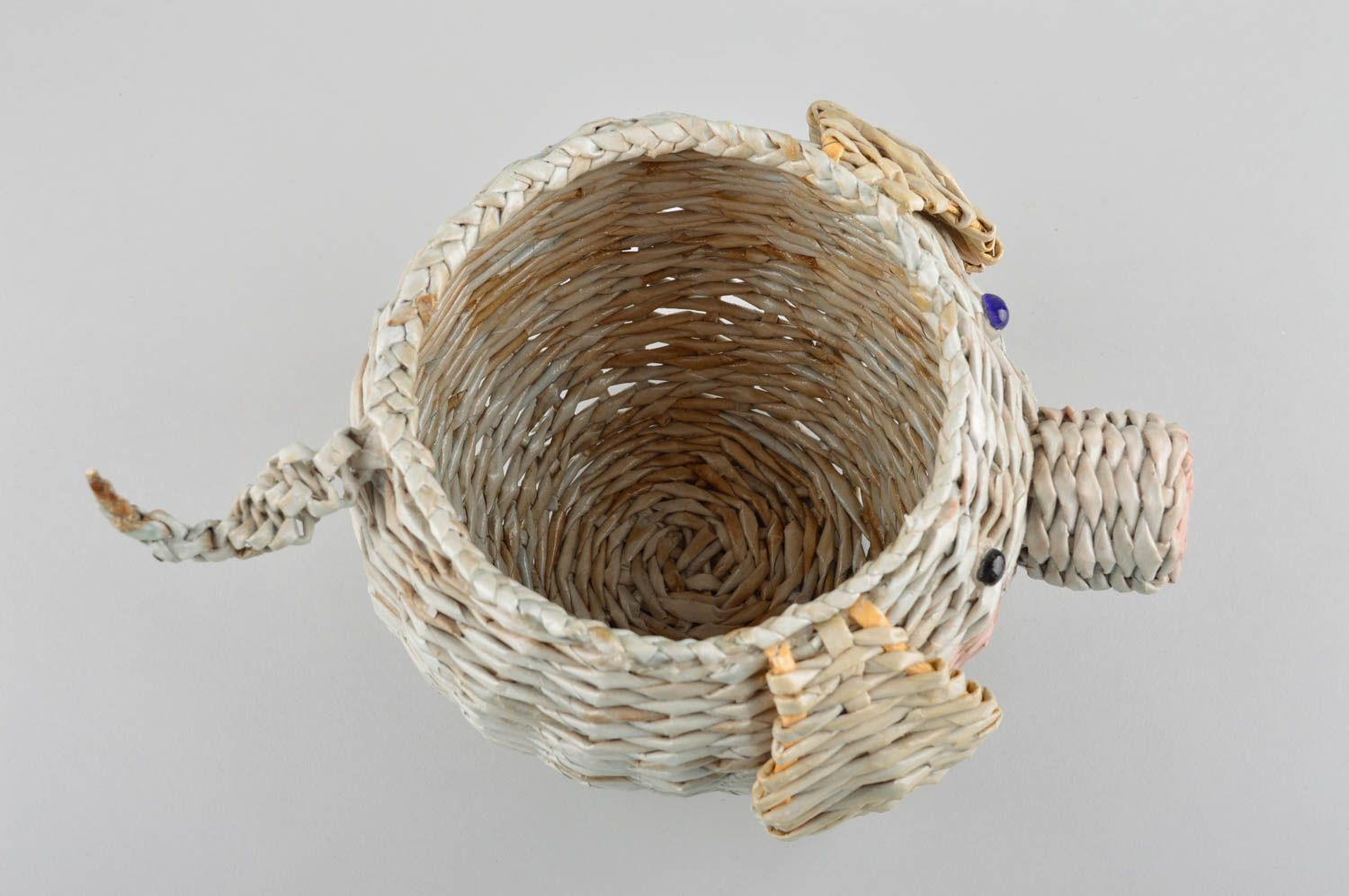 Handmade wicker basket gift basket piggy handmade basket unusual gift home decor photo 5