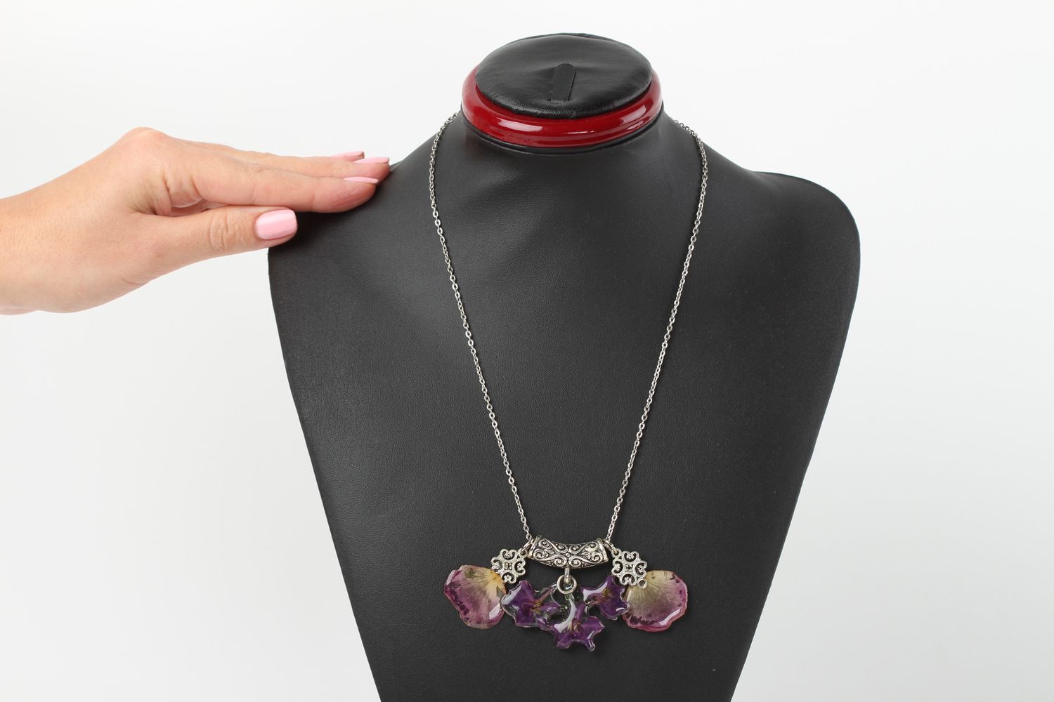 Handmade botanic necklace jewelry with natural flowers designer botanic jewelry photo 5