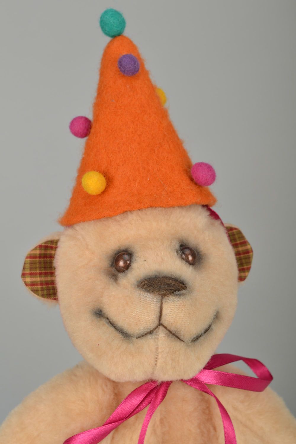 Handmade toy Bear in a Party Hat photo 4