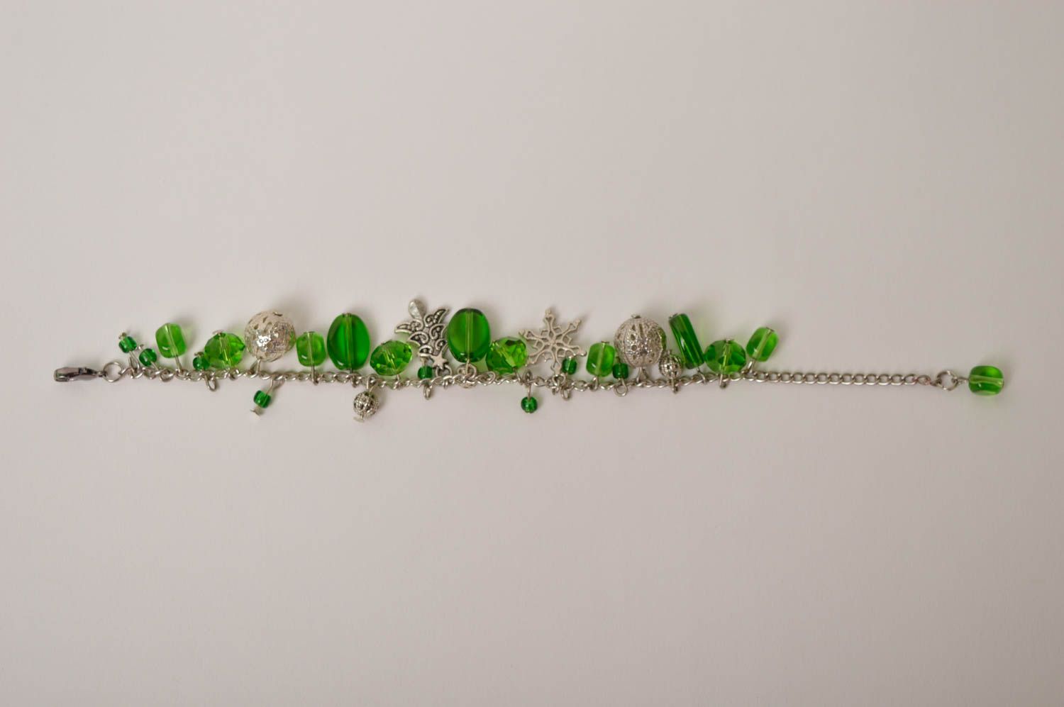 Handmade female elegant bracelet green beautiful bracelet stylish jewelry photo 6