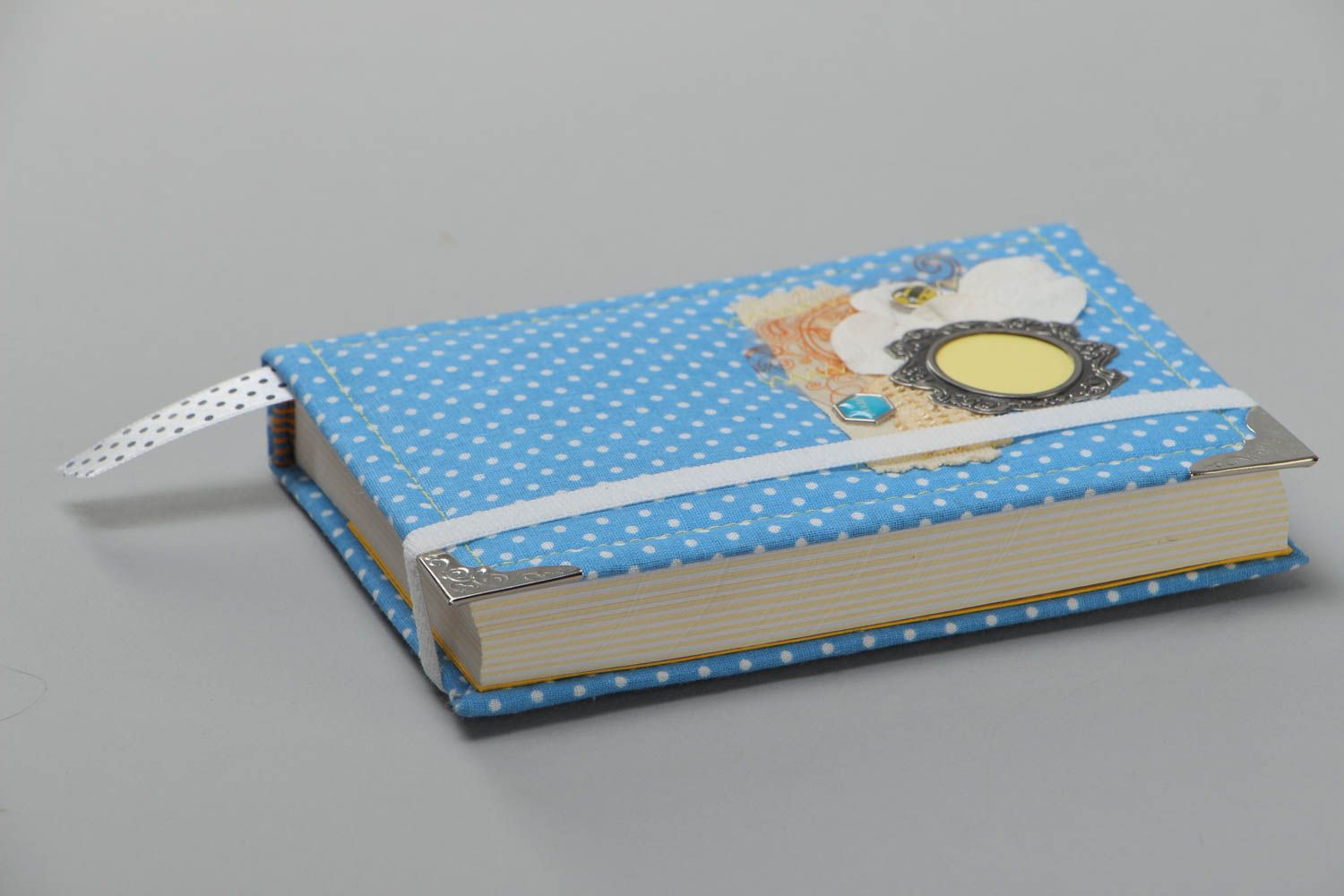 Handmade designer notebook with soft polka-dotted cover  photo 3