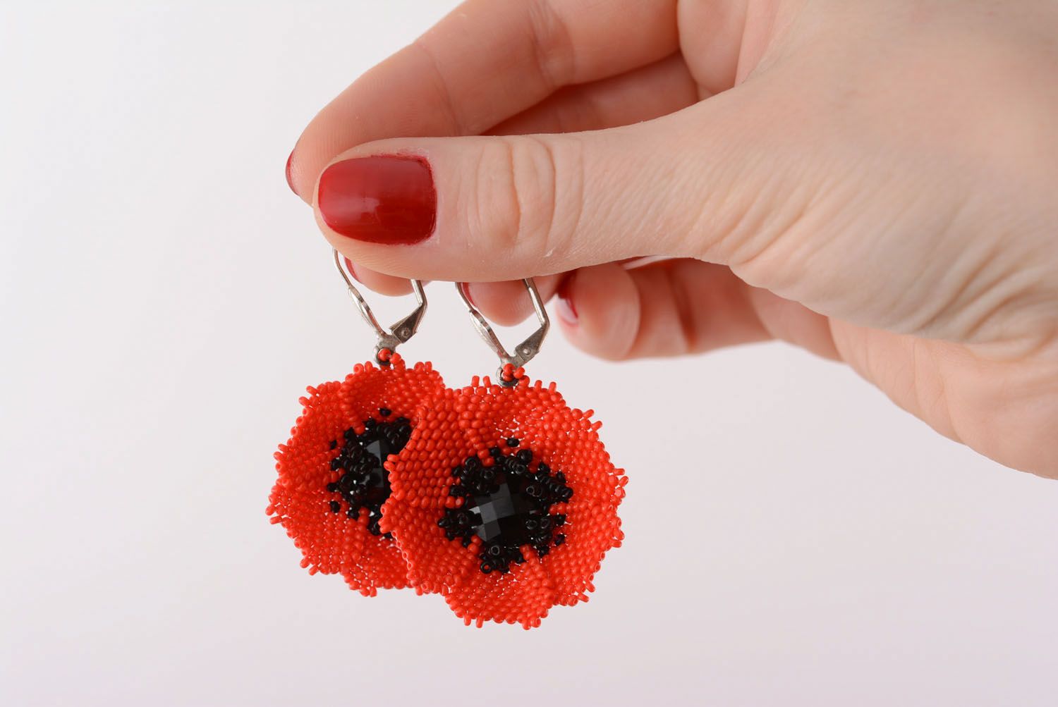 Earrings with charms Poppies photo 5