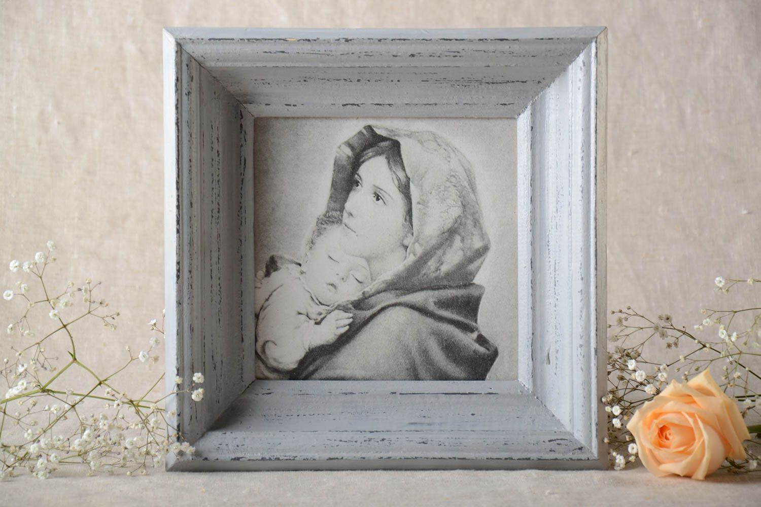 Cuadro hecho a mano con una imagen decoración en decoupage regalo original foto 1