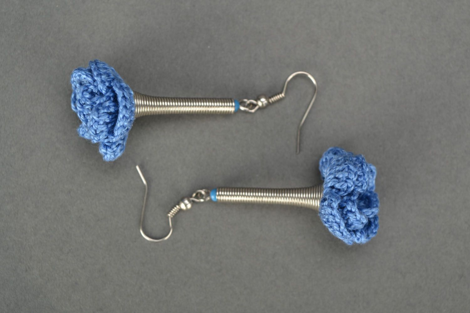 Crochet earrings Cornflowers photo 3