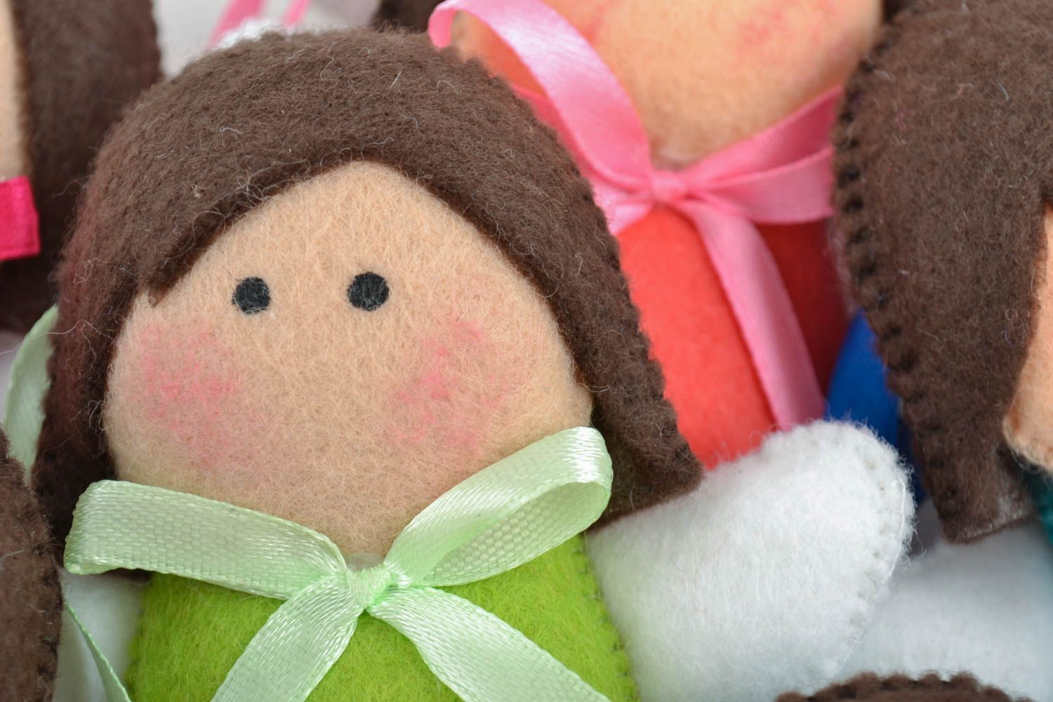 Set of 9 handmade small felt fabric soft toys Angels for children and interior photo 2