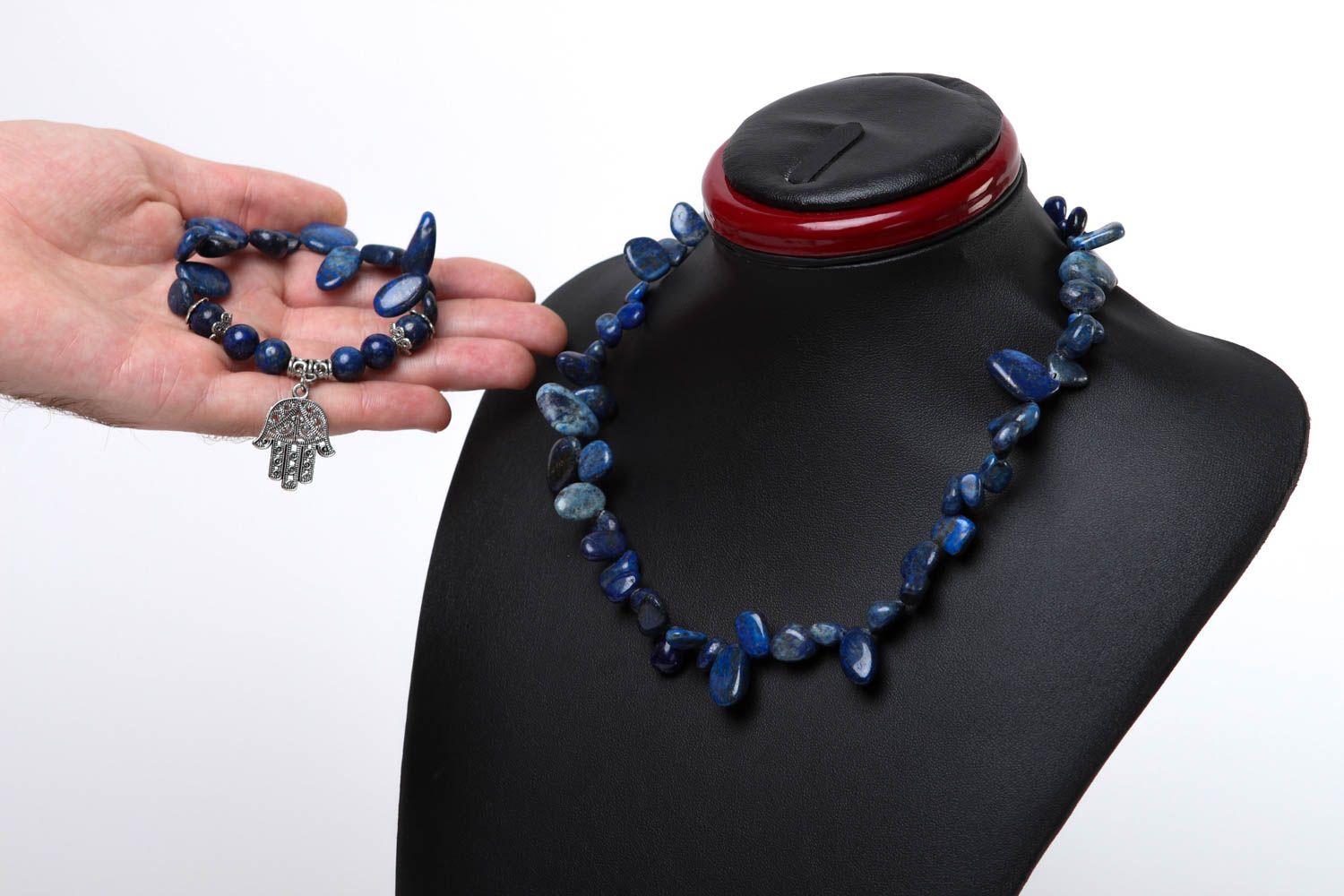 Juego de bisutería artesanal de collar y pulsera de piedras naturales para mujer foto 5