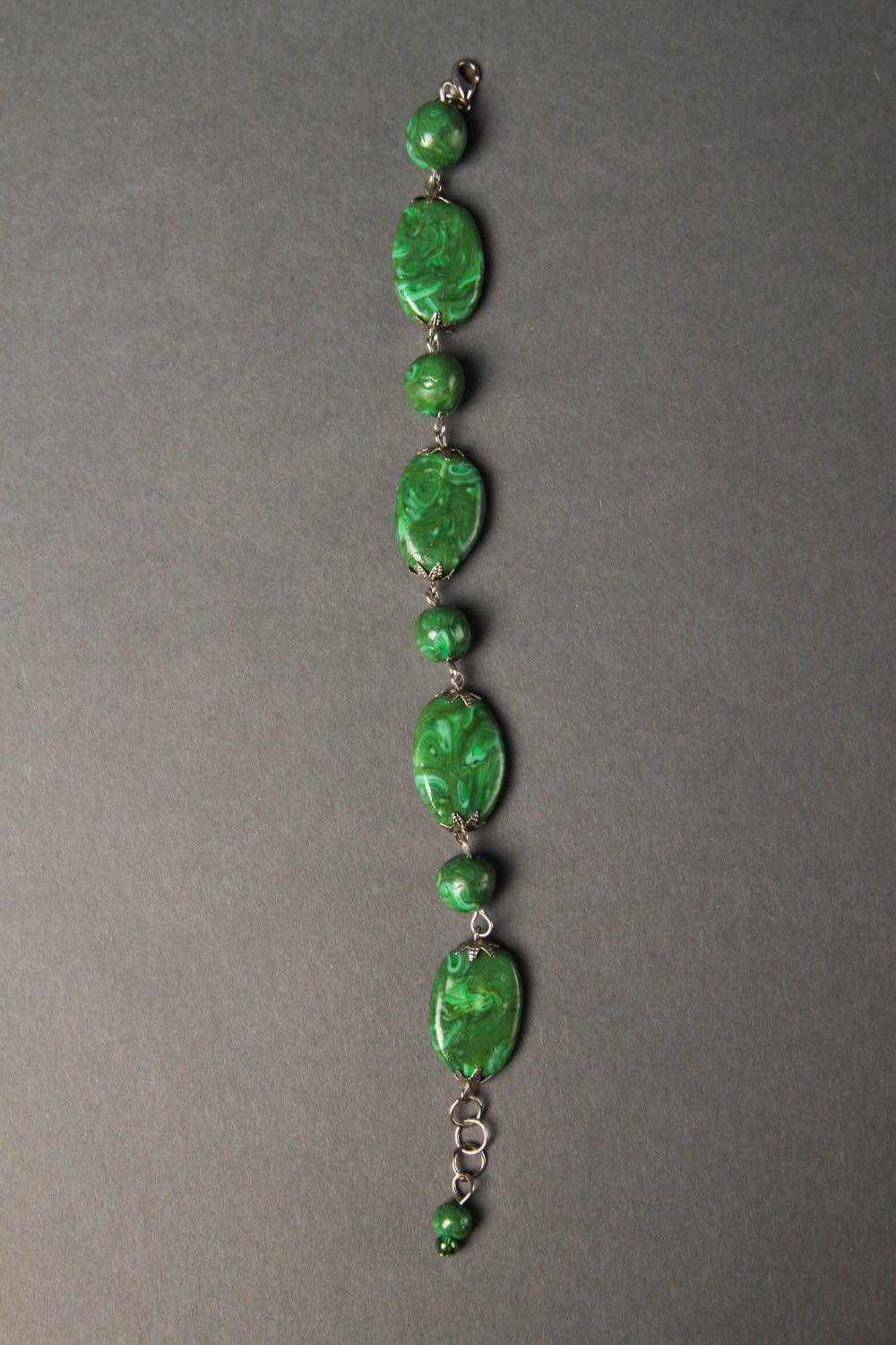 Браслет ручной работы подарок девушке зеленый браслет из полимерной глины фото 3