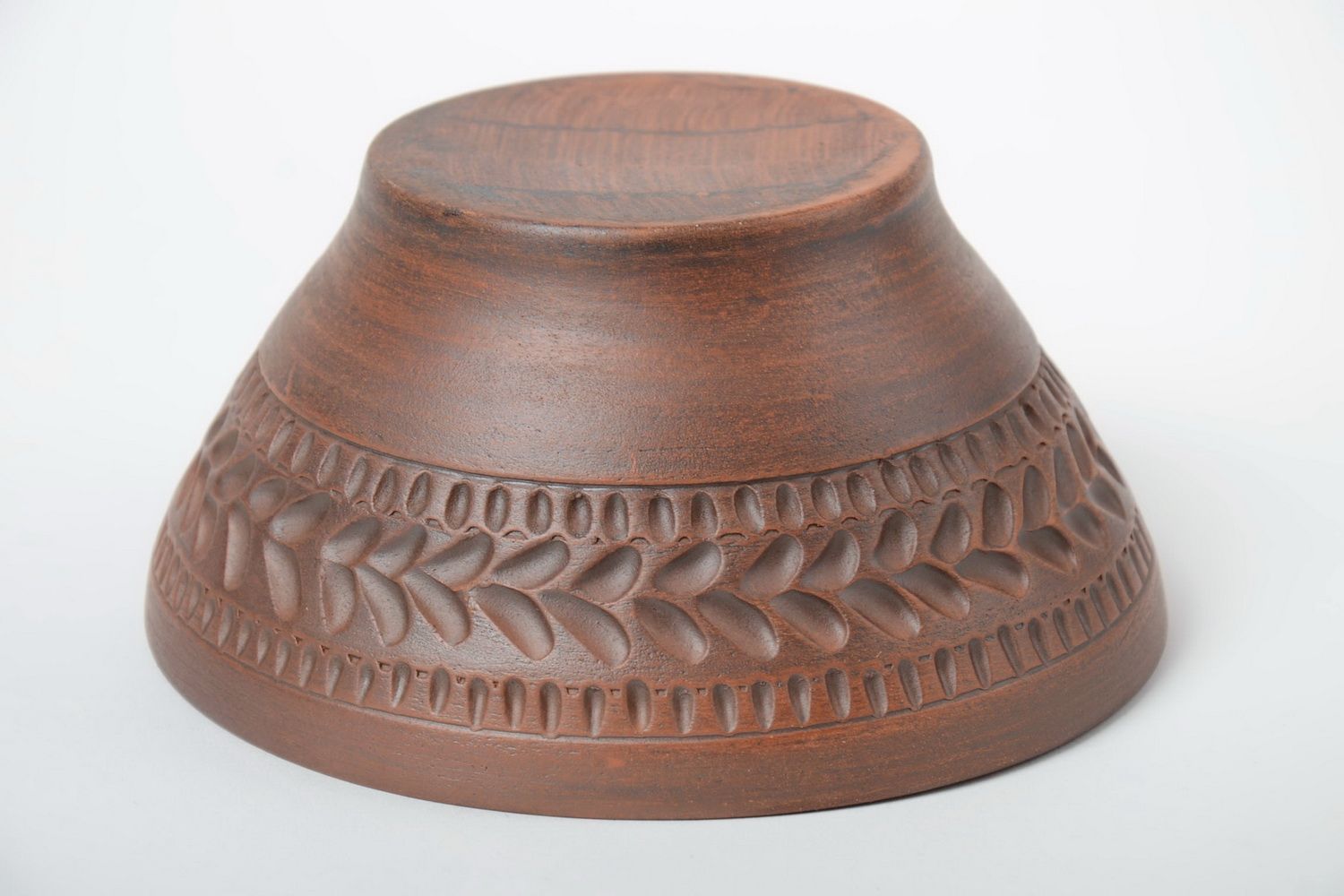 Beautiful small handmade designer brown clay bowl 350 ml photo 3