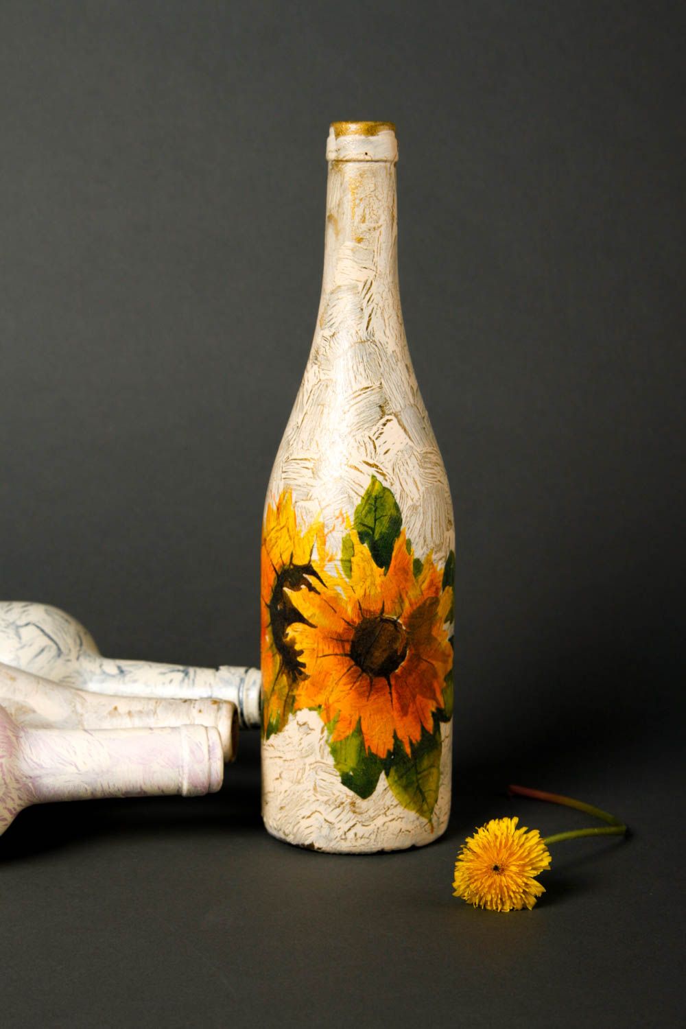 Glass painted bottle designer present handmade souvenir beautiful home decor photo 1