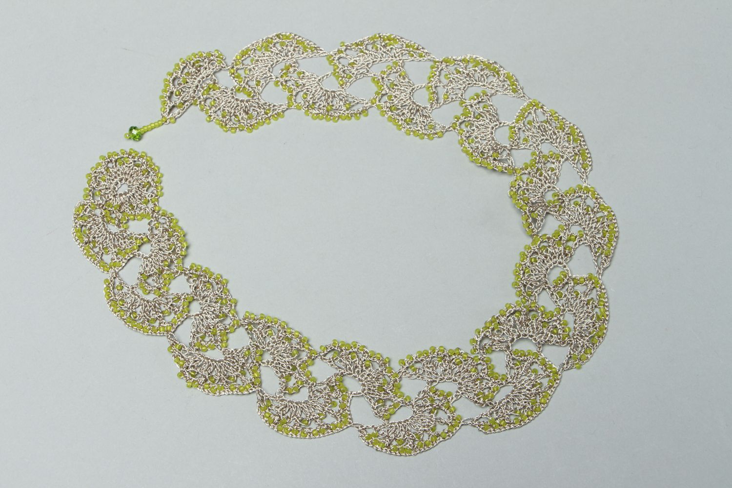 Lacy crochet necklace with beads photo 1