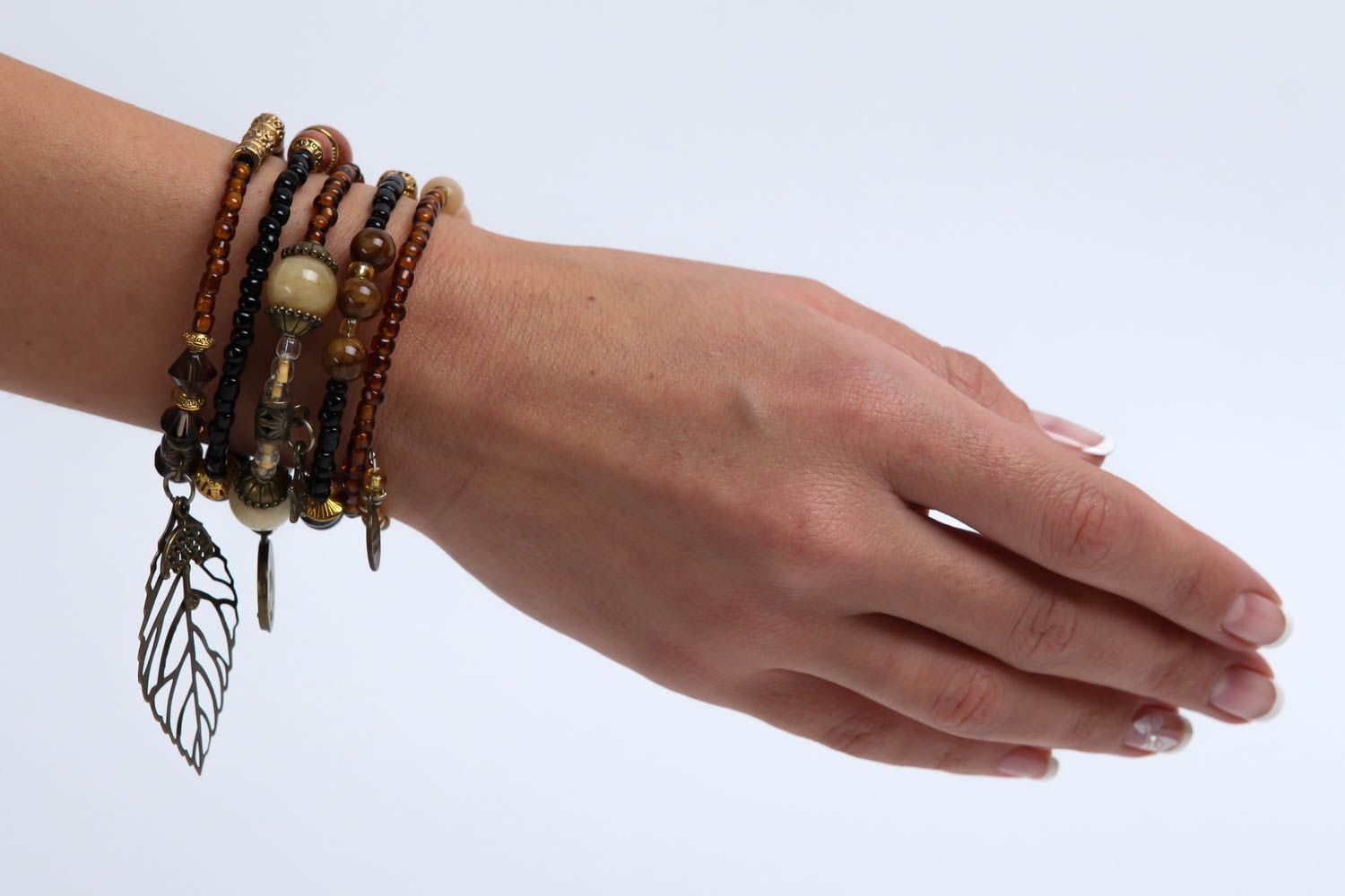 Glasperlen handgemachtes Damen Armband Ethno Schmuck Designer Accessoire schön foto 5