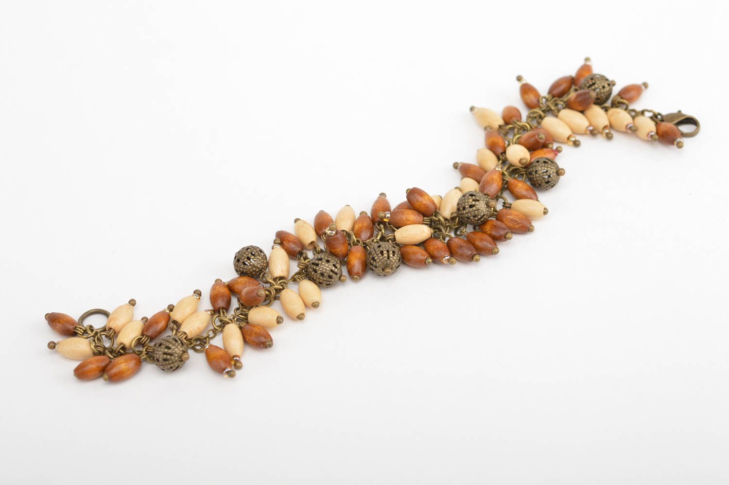 Handmade stylish accessory bracelet with wooden beads unusual cute jewelry photo 3