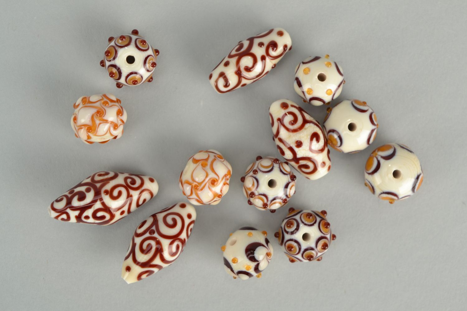 Lampwork glass beads with ornament 13 items photo 4