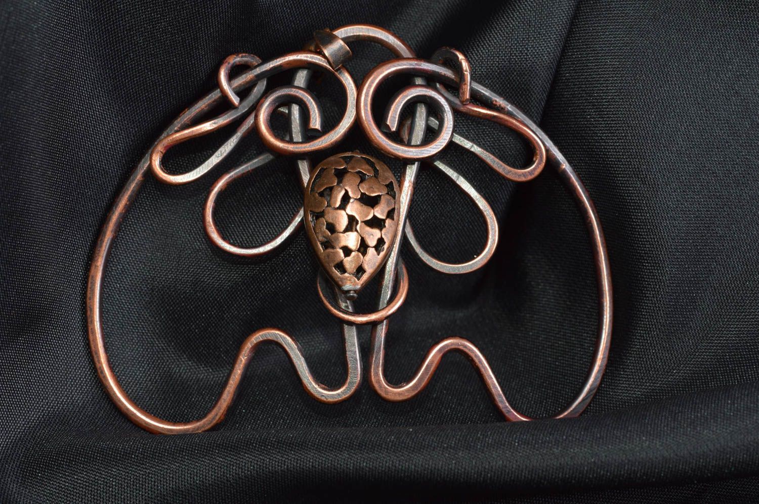 Colgante hecho a mano de cobre grande regalo para mujer bisutería artesanal foto 1