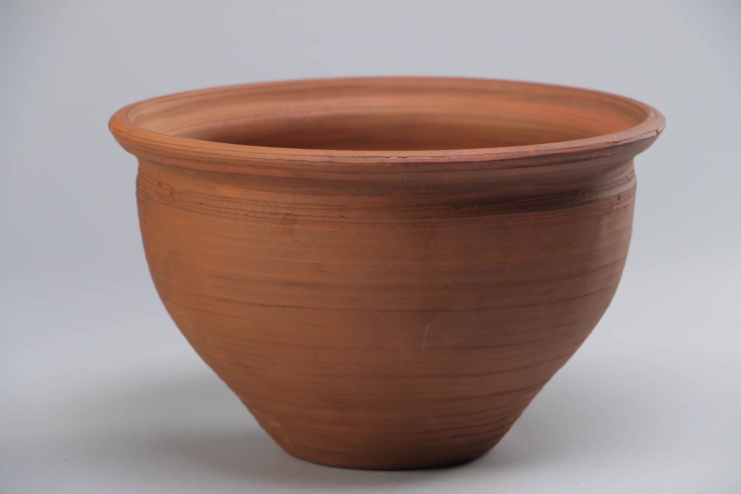 Large handmade clay pot for baking kilned with milk photo 2