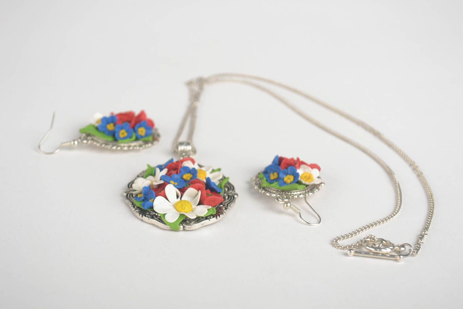 Handmade accessories cold porcelain earrings and pendant designer bijouterie photo 4