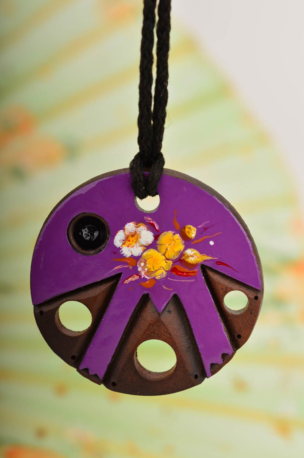 Handmade pendant unusual pendant clay jewelry designer accessory gift ideas photo 1
