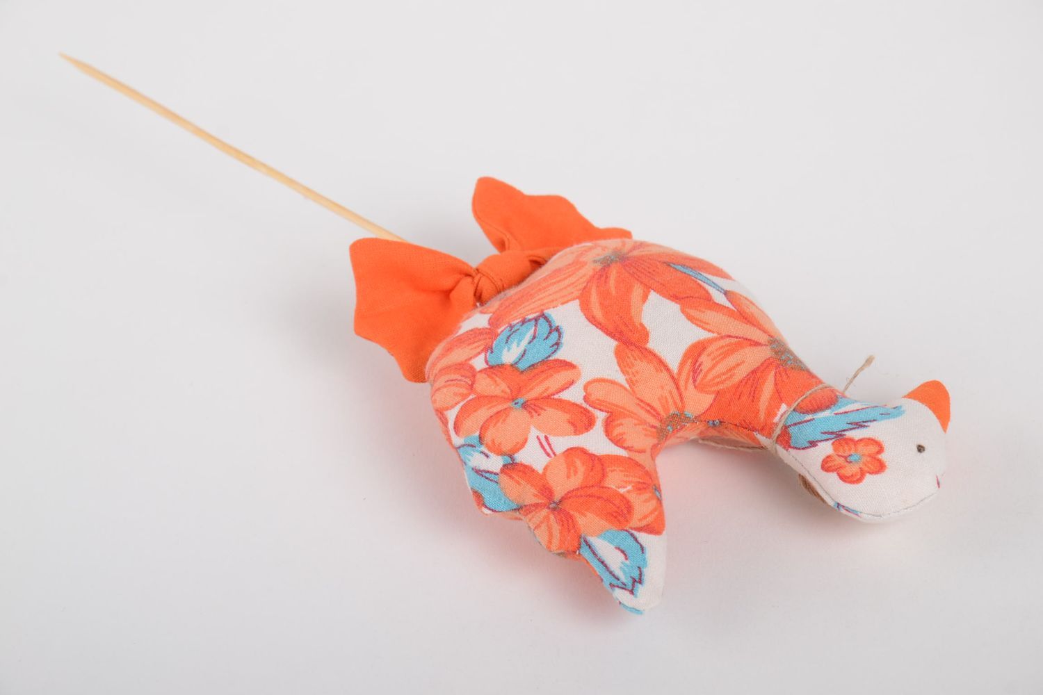 Pájaro decorativo a flores hecho a mano juguete de tela decoración de maceta  foto 3