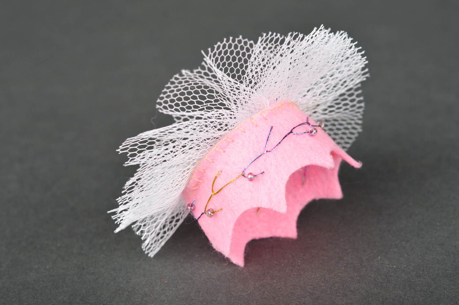 Handmade Haarschmuck für Kinder Haarspange Mädchen Mode Accessoire Krone rosa foto 3