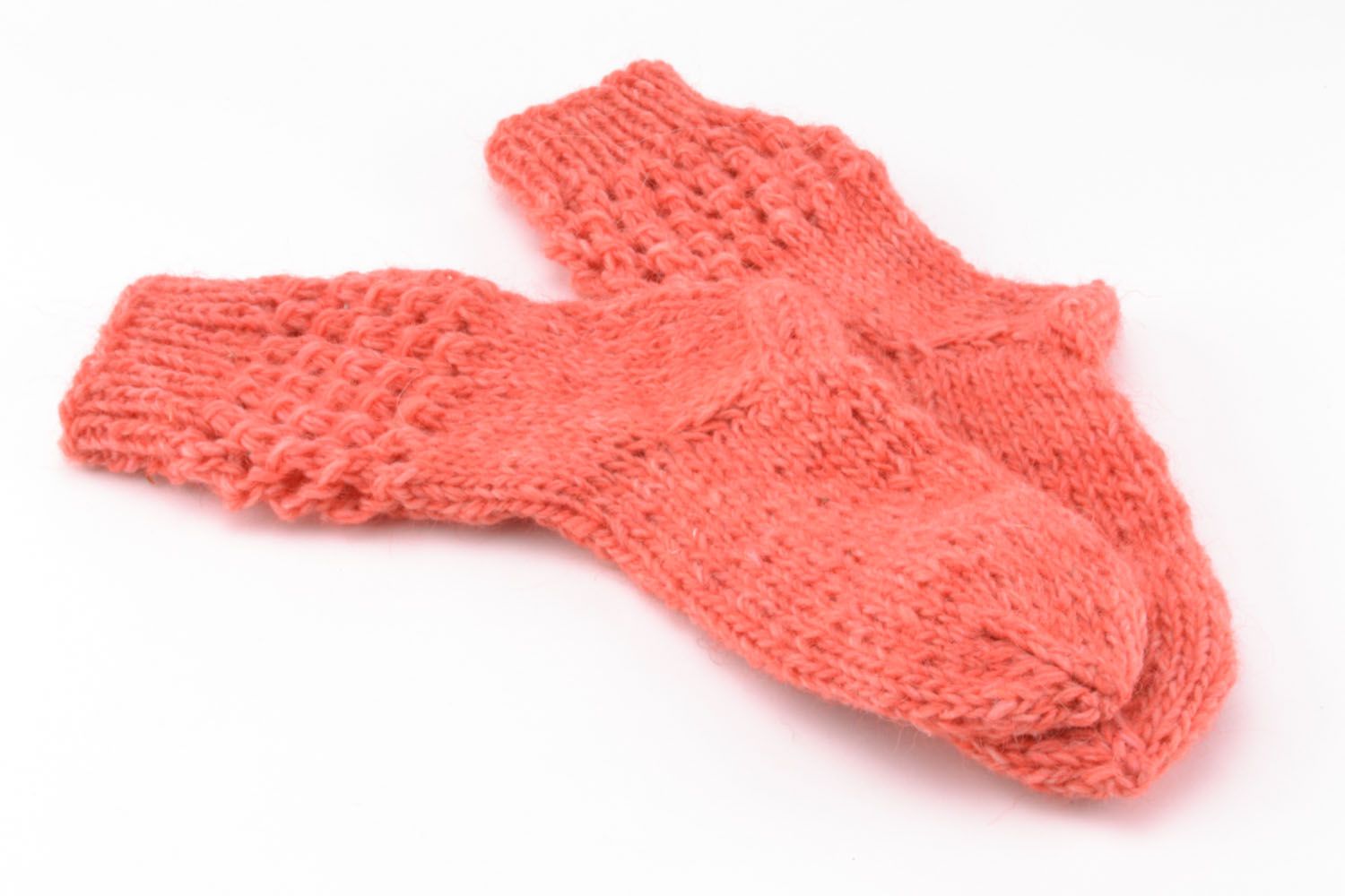 Calcetines de lana tejidos a mano rosados	 foto 2