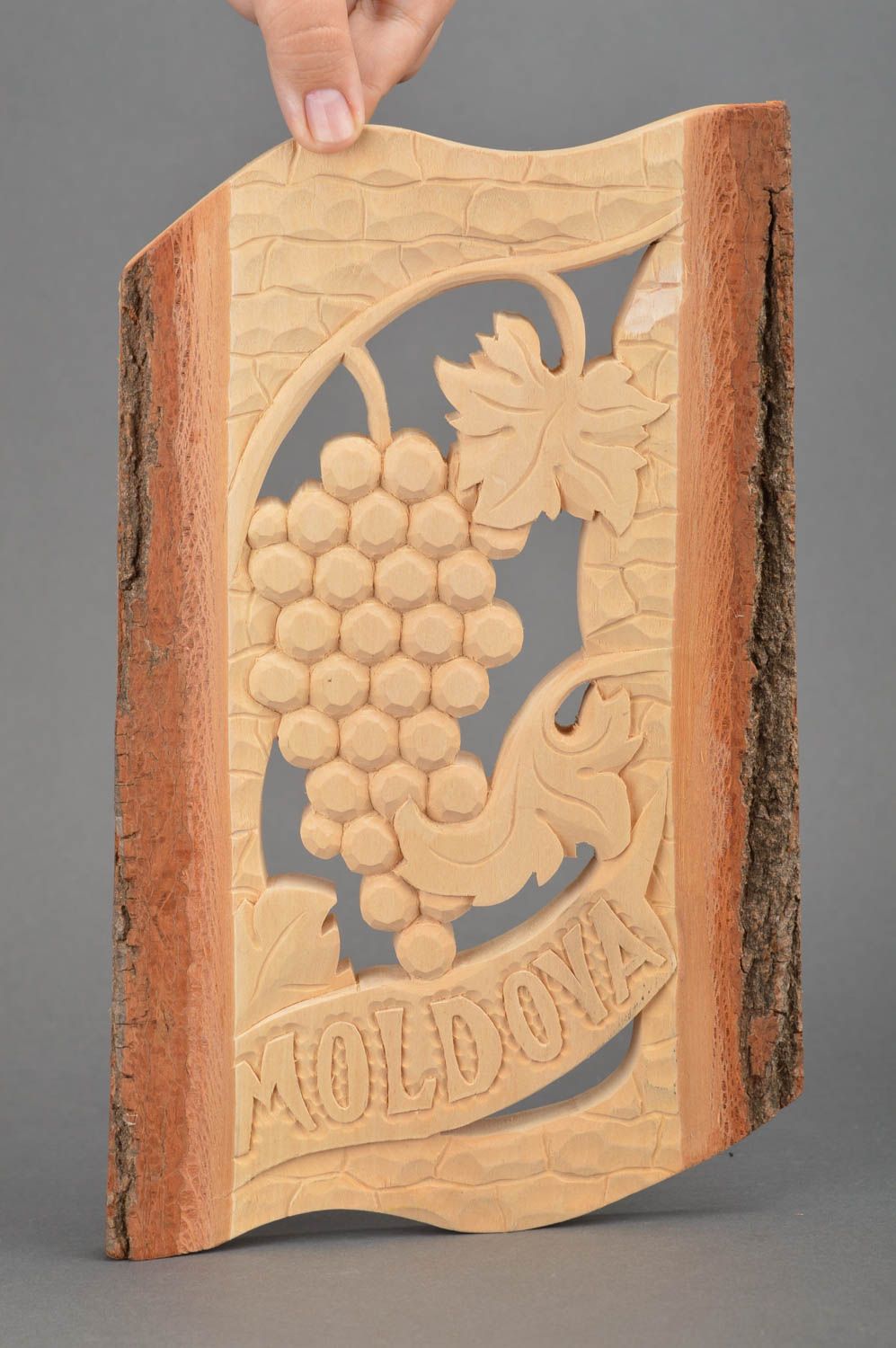 Cuadro de madera artesanal decorativo original con imagen de racimo de uvas foto 5