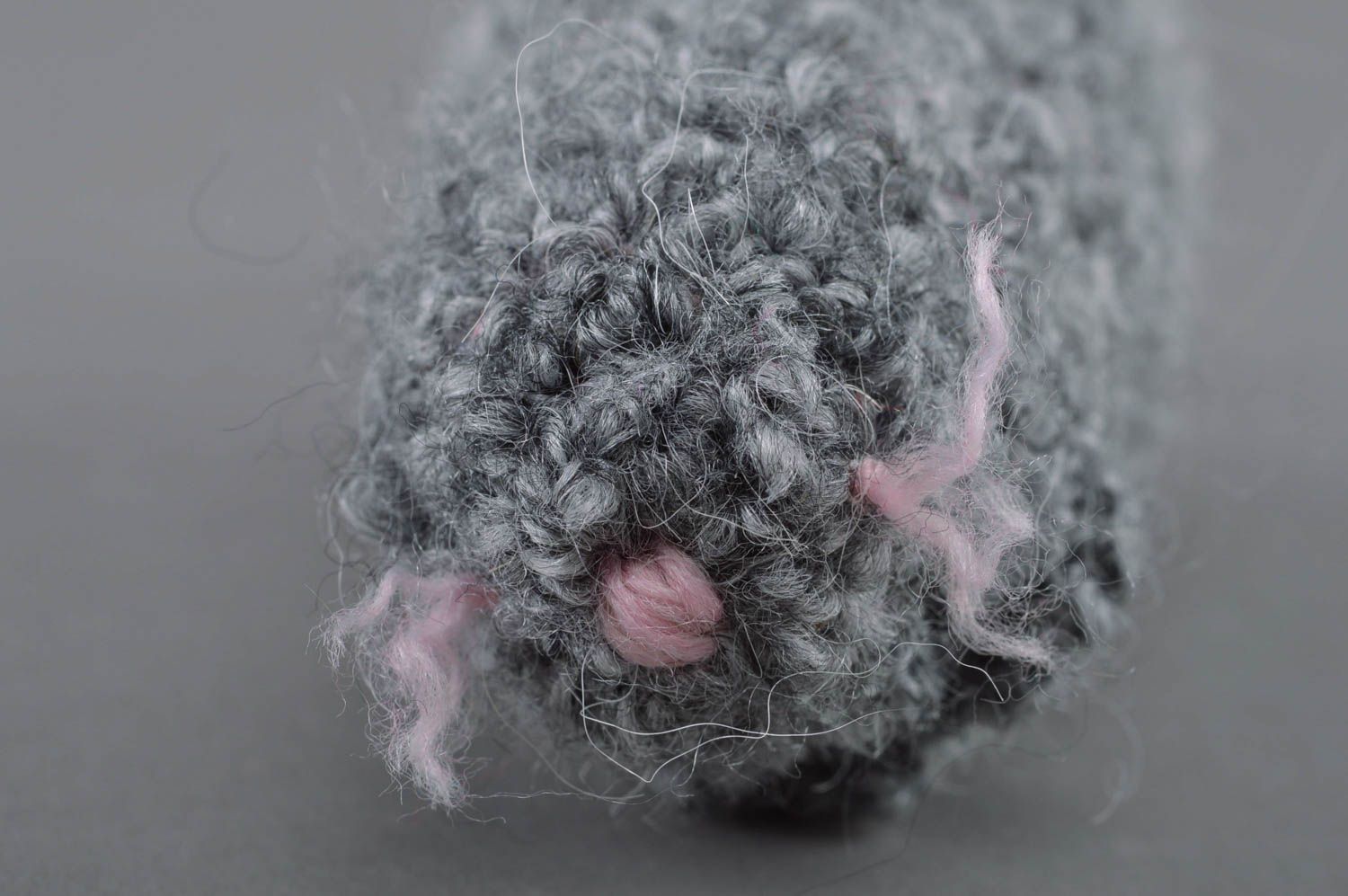 Small handmade children's crocheted soft toy Mouse of light gray color photo 2