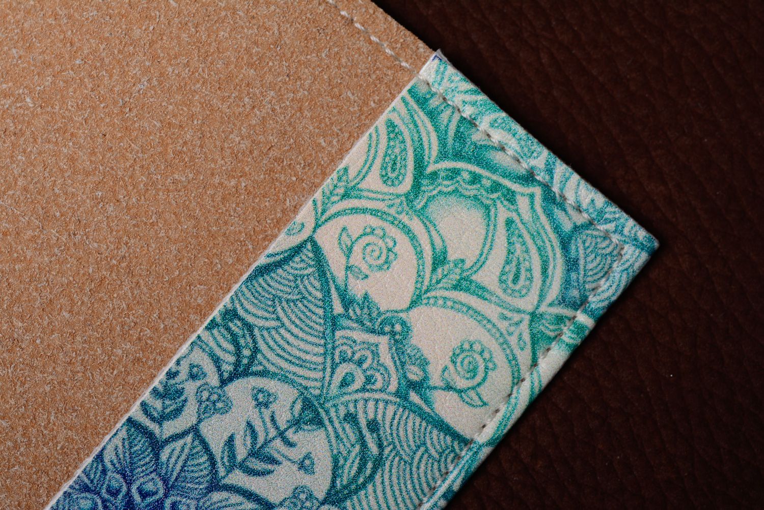 Protège-passeport en cuir original fait main avec imprimé à motif oriental photo 5