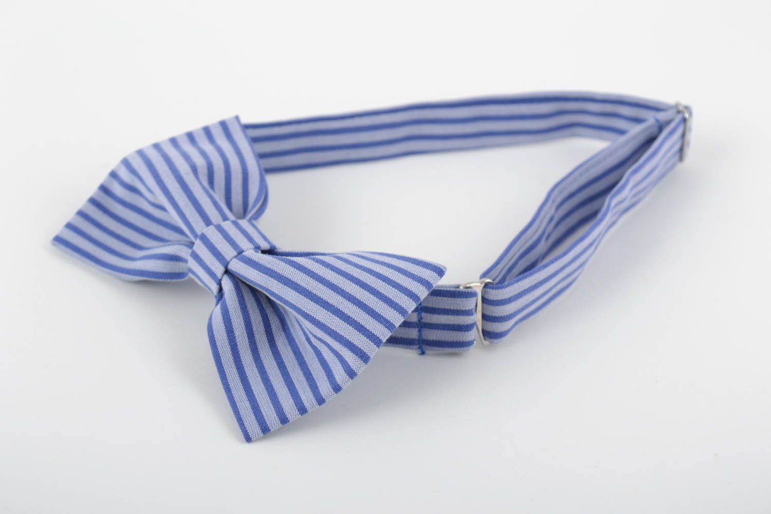 Beautiful handmade striped cotton fabric bow tie of adjustable size unisex photo 1