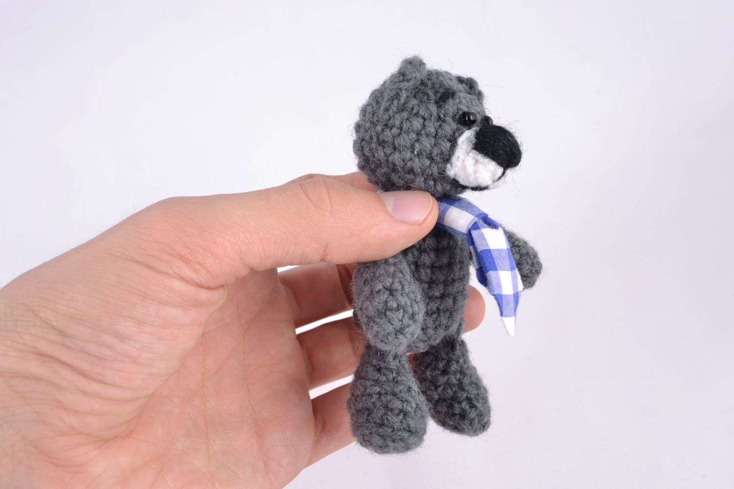 Handmade toy crocheted in the shape of bear photo 2