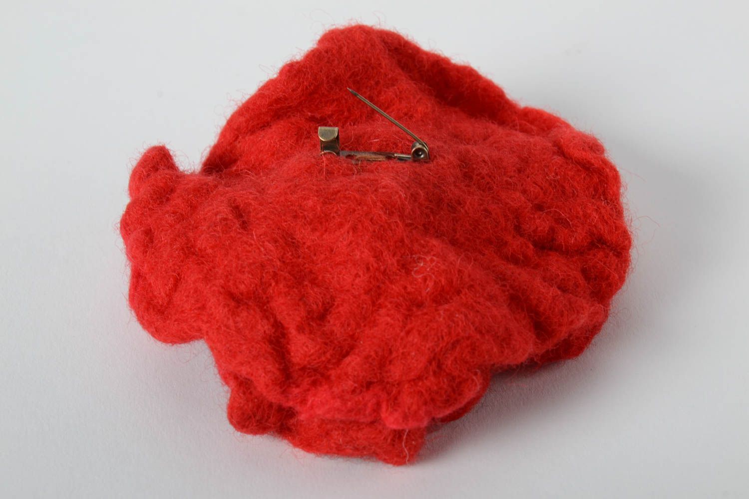 Broche coquelicot faite main Accessoire femme en laine feutrée Cadeau original photo 4