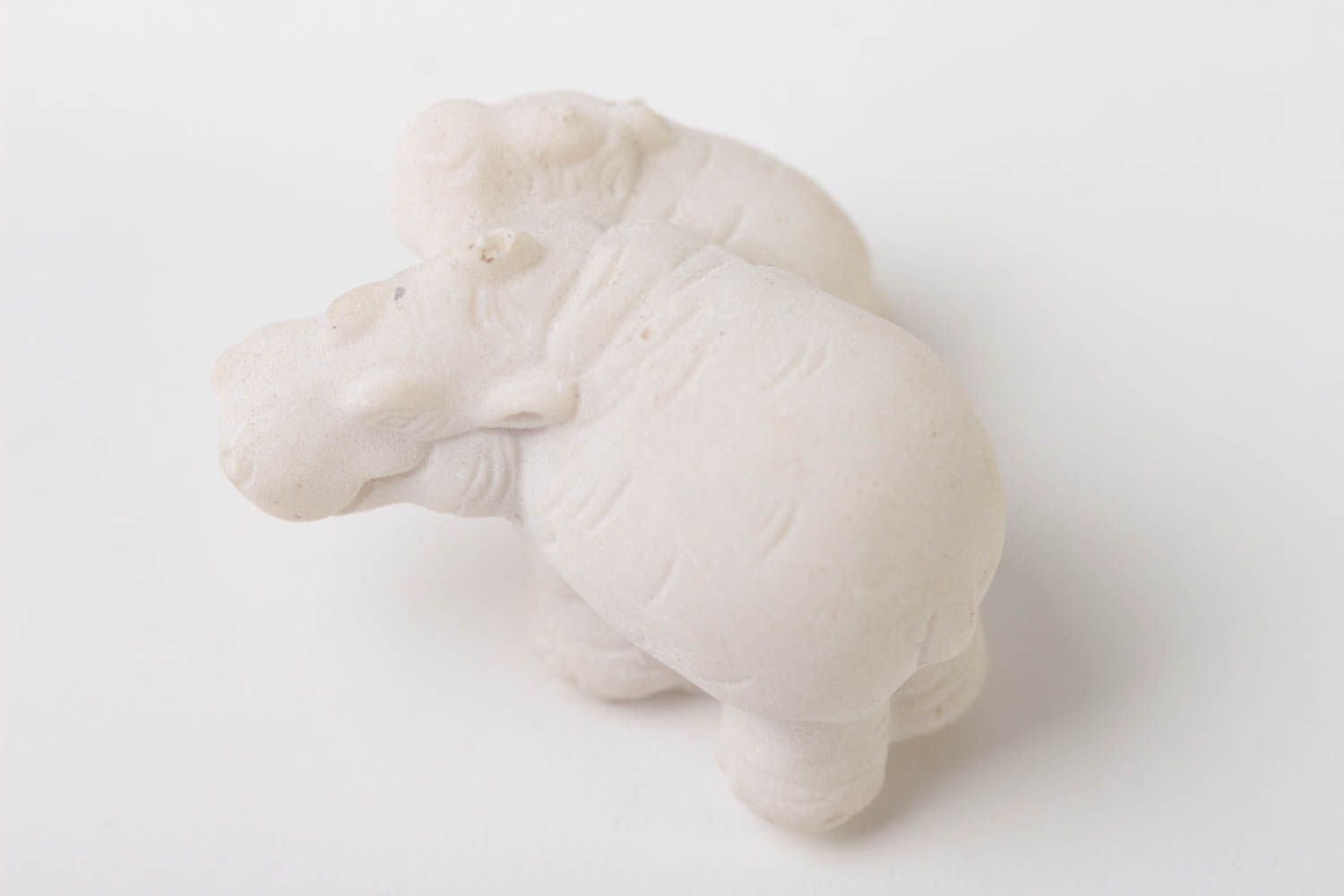 Figurine à peindre fait main Petite statuette hippopotame blanc Déco maison photo 4