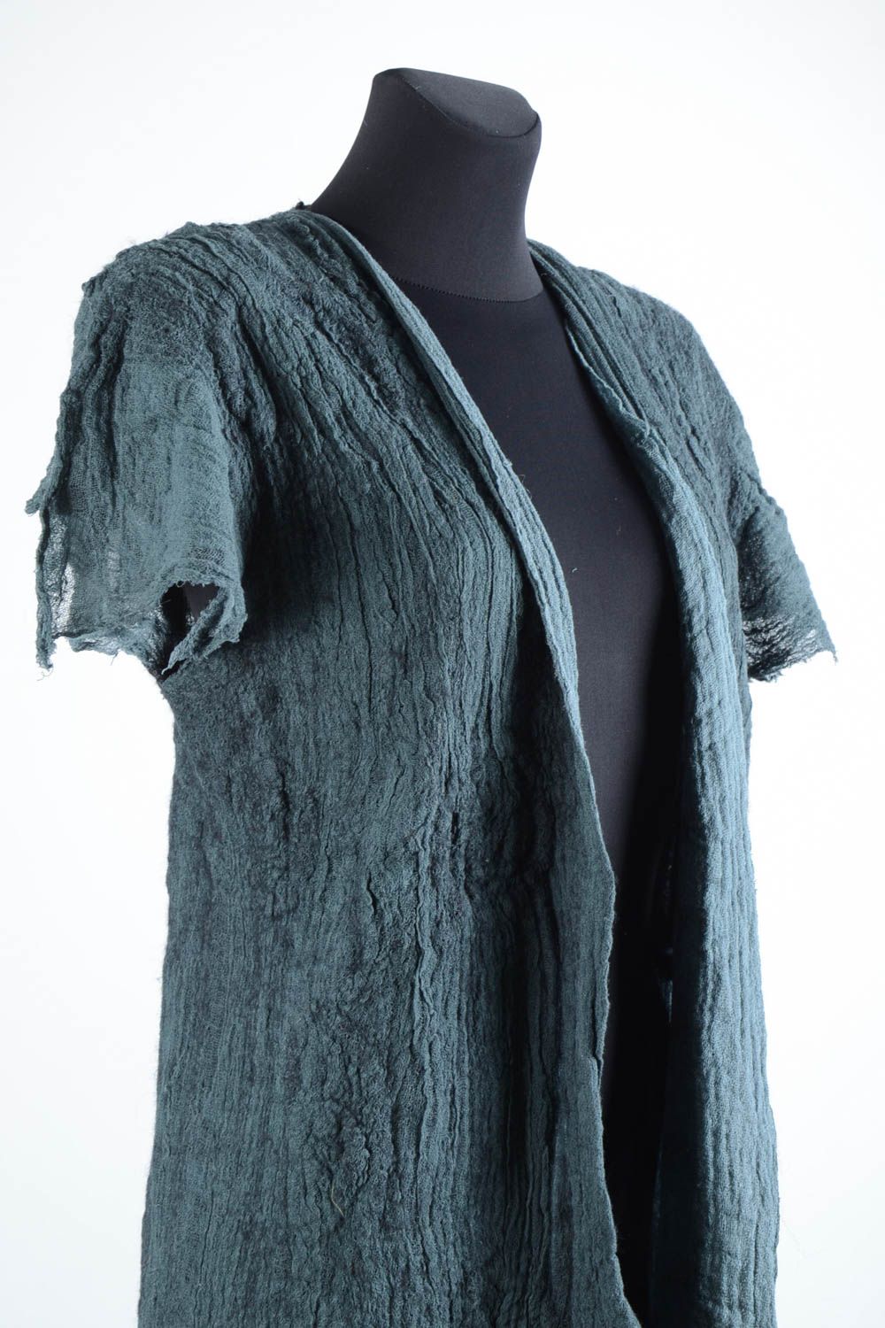 Manteau été femme fait main Manteau laine feutrée gris léger Vêtement femme photo 2