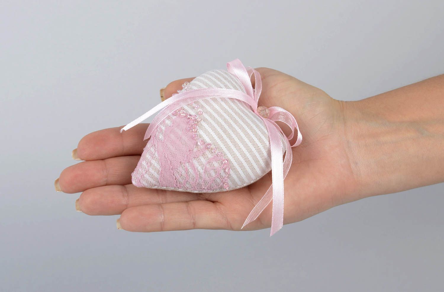 Декор для дома ручной работы мягкое сердце розовое из хлопка декоративное сердце фото 9