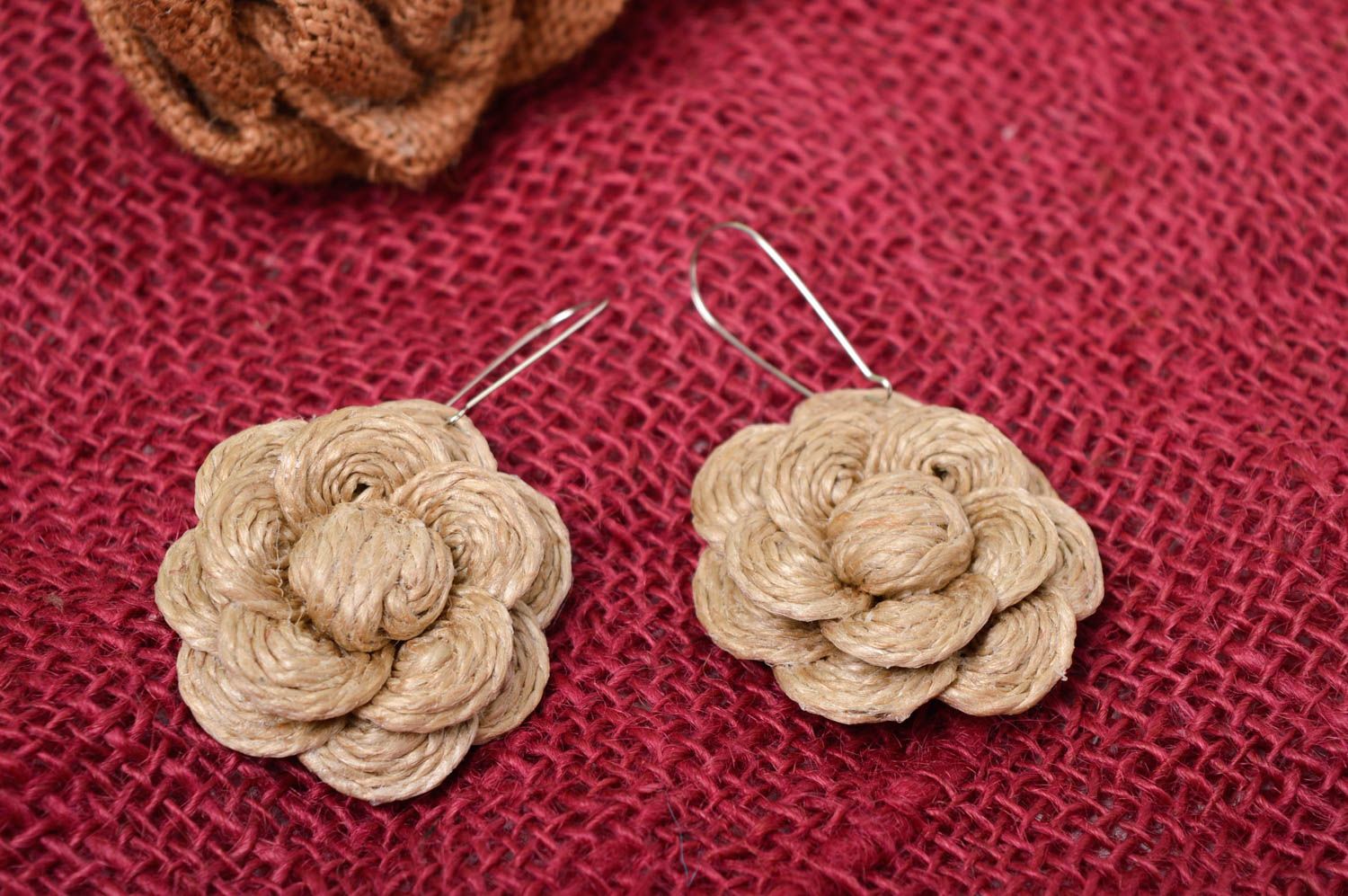 Stylish handmade cord earrings beautiful jewellery flower earrings design photo 1