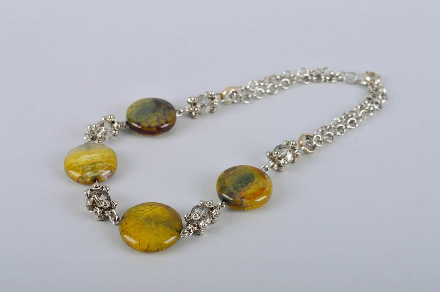 Handmade natural stones metal designer necklace unique present for woman photo 5