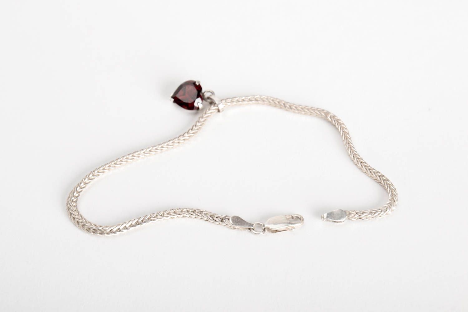 Украшение ручной работы серебряное украшение браслет из серебра алое сердечко фото 5