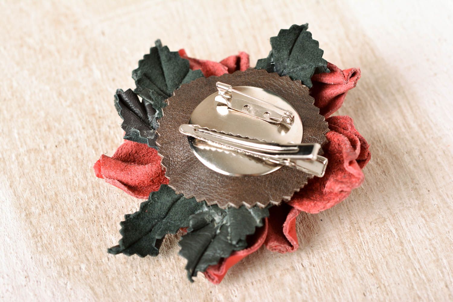 Handmade leather goods flower hair clip flower brooch handmade brooch jewelry photo 2