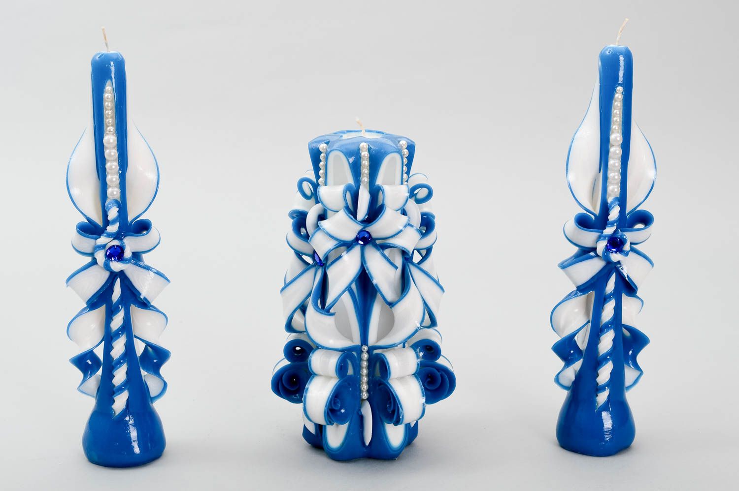 Velas de parafina azules hechas a mano elementos decorativos regalo original foto 3