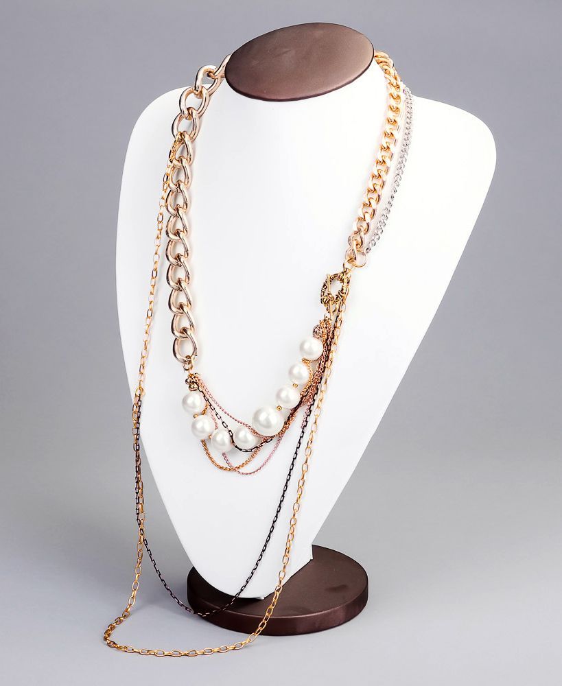 Necklace with ceramic pearls, handmade photo 4