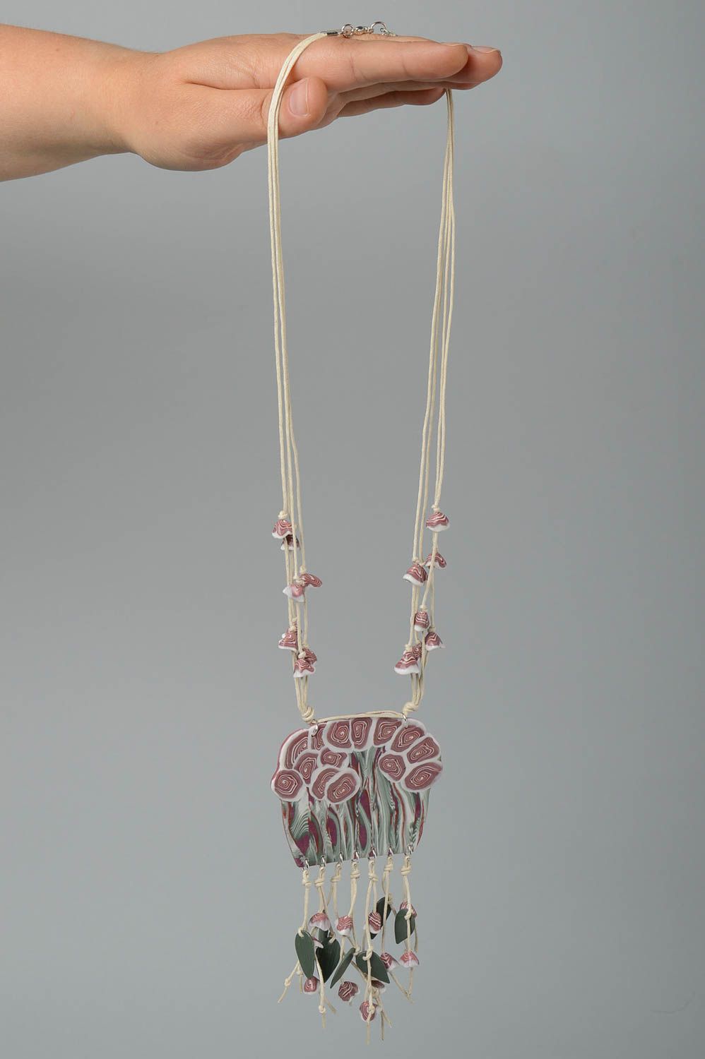 Flower pendant handmade jewelry polymer clay jewelry plastic jewelry for women photo 5