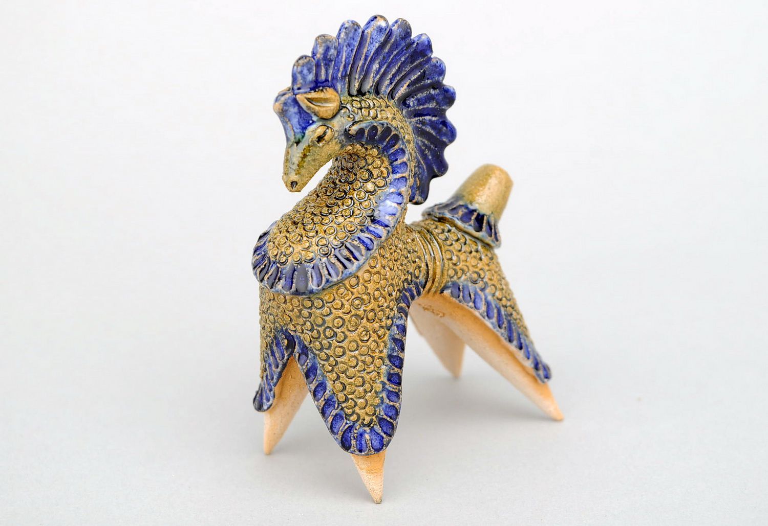 Cheval bleu en céramique photo 2