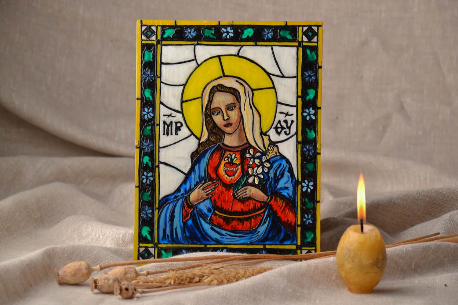 Holz Ikone Heilige Maria foto 1