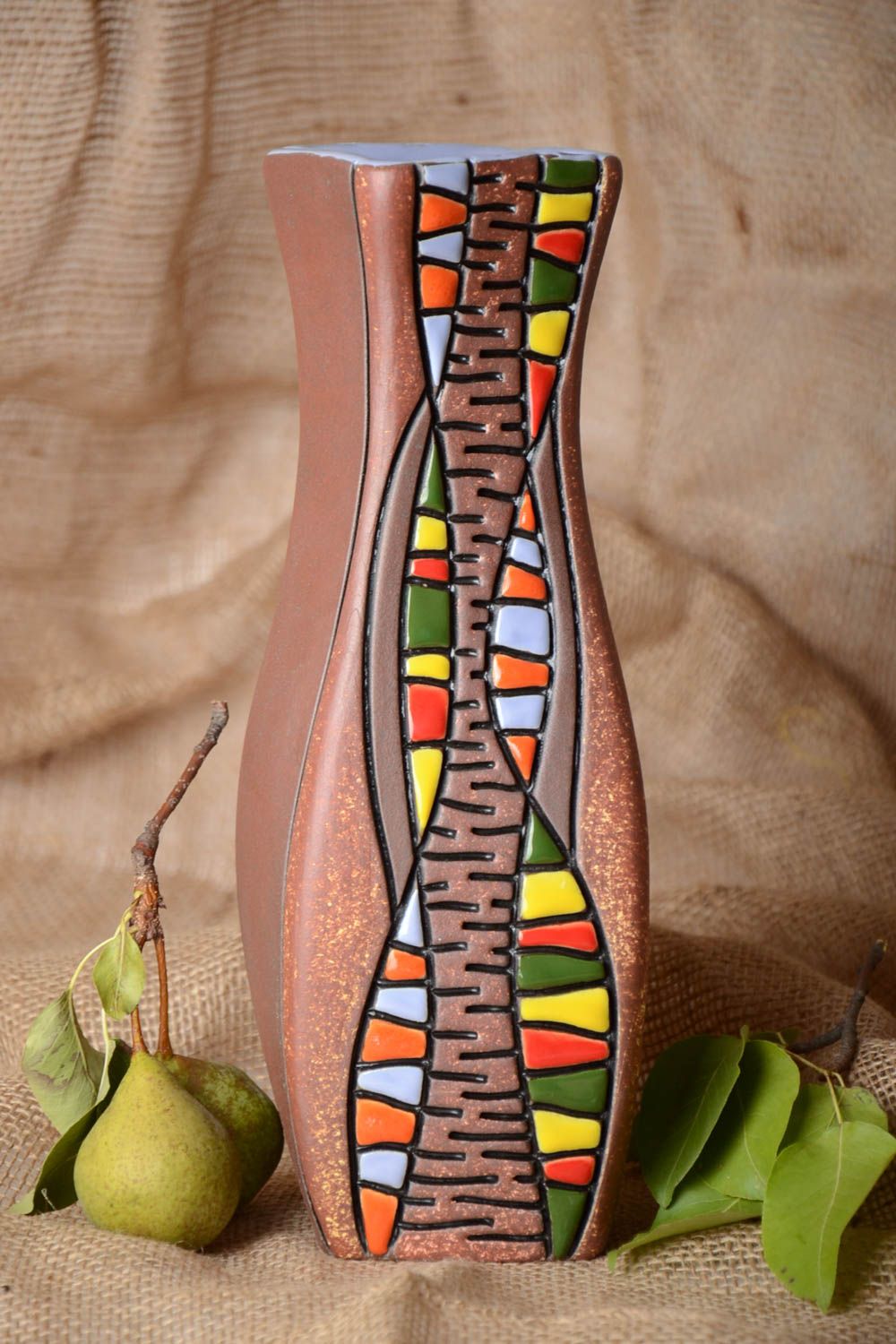 Керамическая ваза для цветов сувенир ручной работы декор для дома красивая ваза фото 1