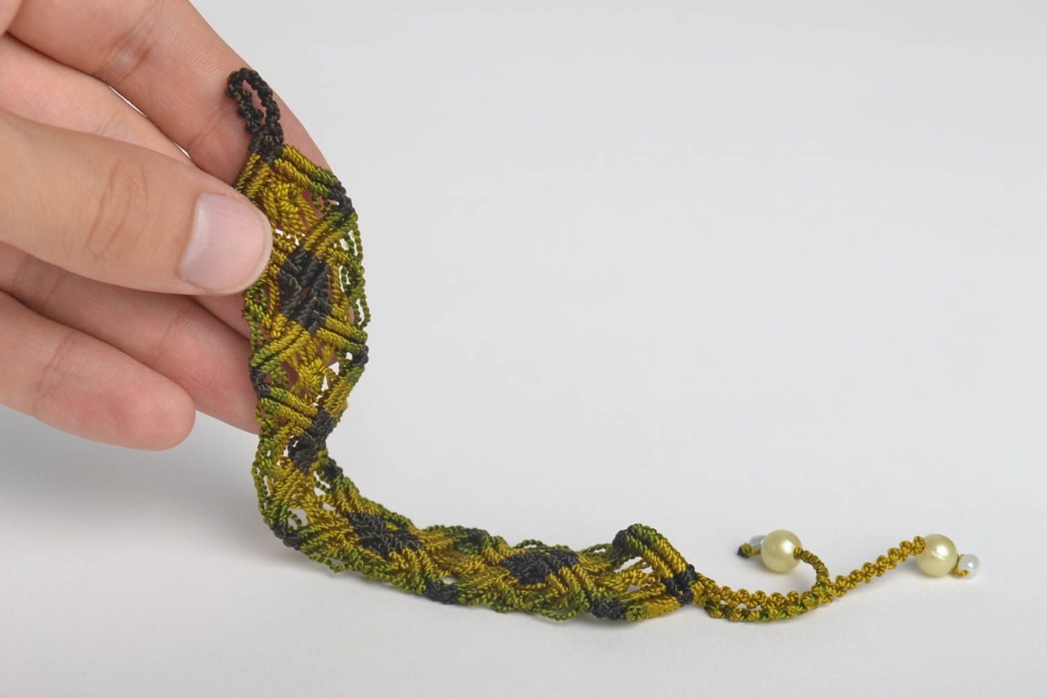 Handmade Damen Armband Designer Schmuck Accessoires für Frauen grün Makramee foto 5