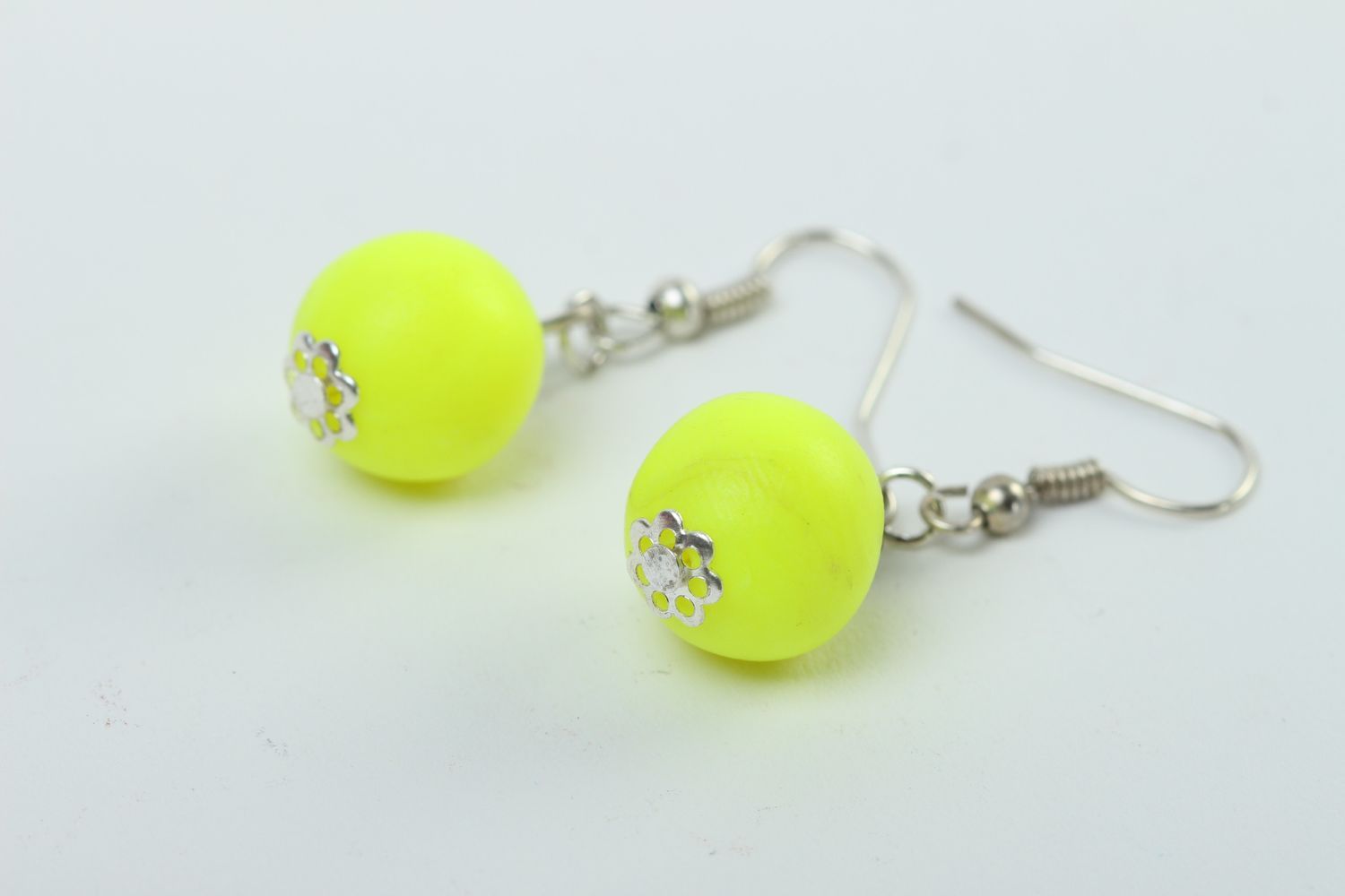 Handmade designer accessory elegant yellow earrings cute dangling earrings photo 3
