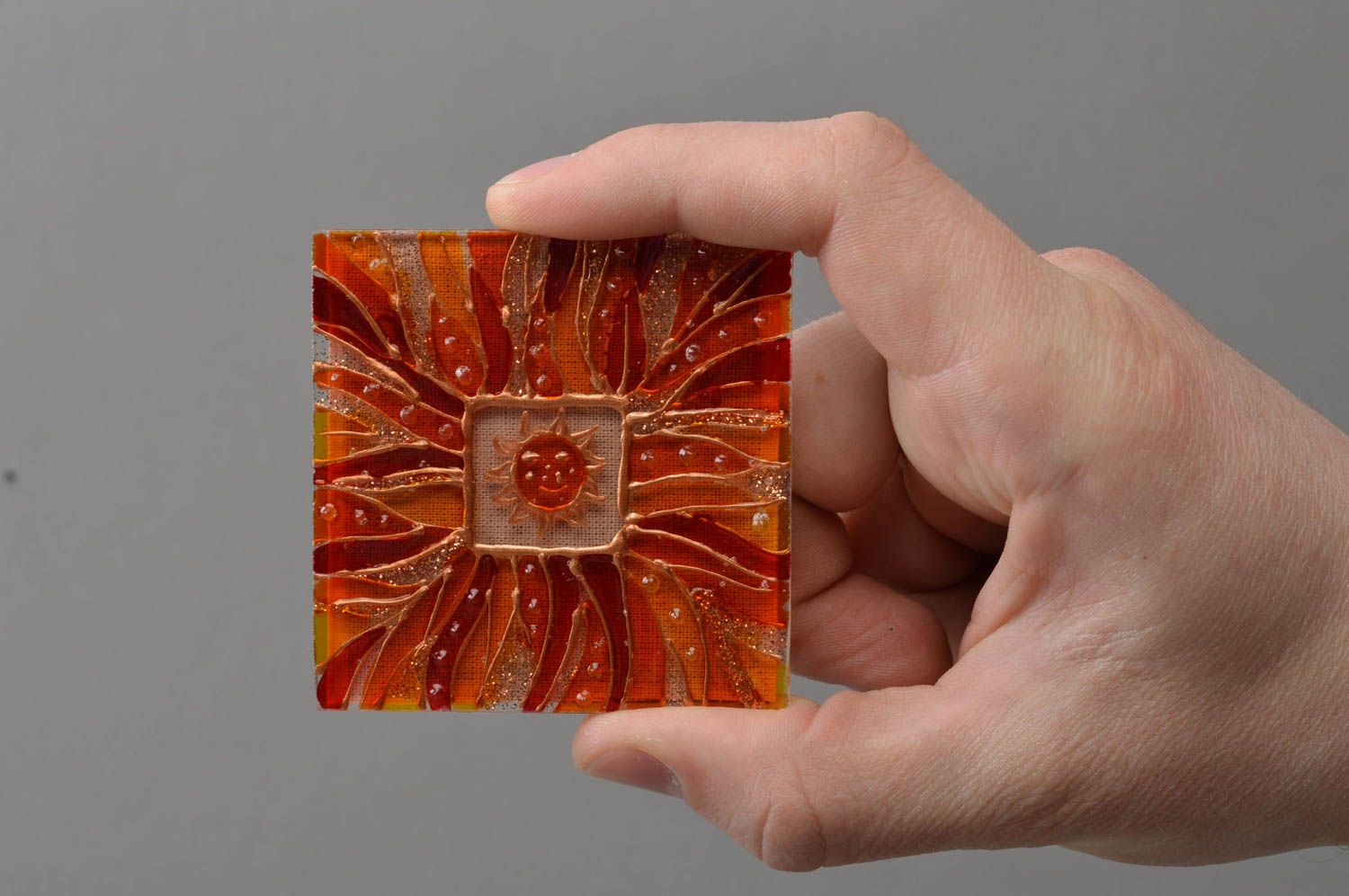 Imán de nevera de cristal artesanal elemento decorativo regalo original cuadrado foto 3