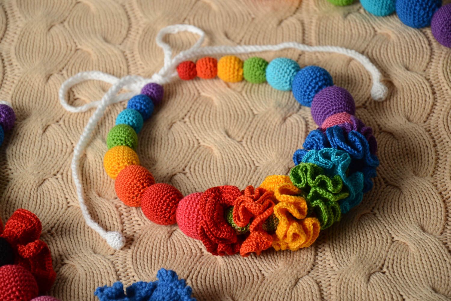 Bright handmade crochet ball necklace babywearing necklace designs gift ideas photo 1